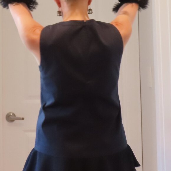 W by Worth sleeveless navy cotton/nylon + black ruffle top, size S - Picture 9 of 9